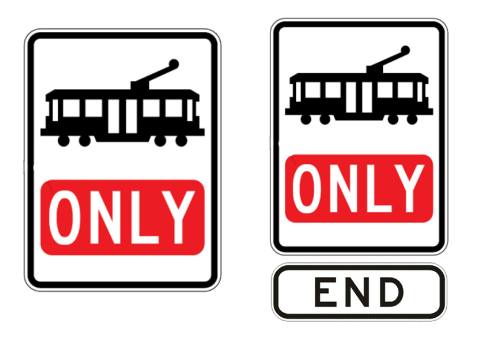 Tramway and End Tramway signs