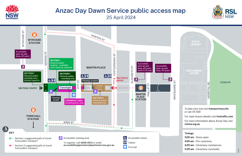 Anzac Day 2024 Public Access Map 