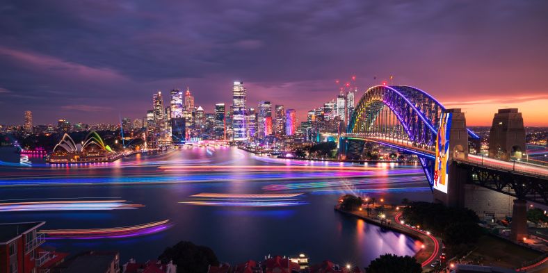 Sydney Harbour Bridge vivid 2024