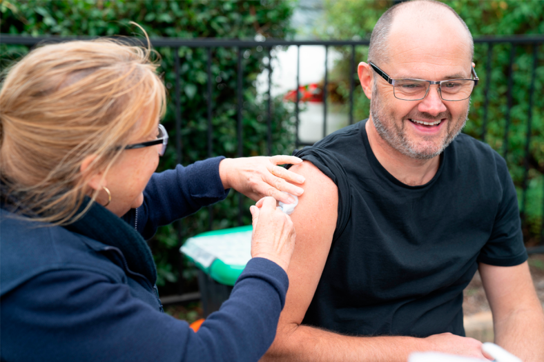 Person getting an influenza vaccination