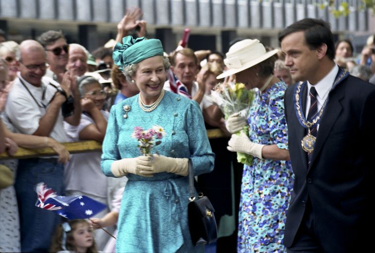 The Queen with Sydney Lord Mayor Frank Sartor meeting crowds on the streets of Sydney Sydney, 1992