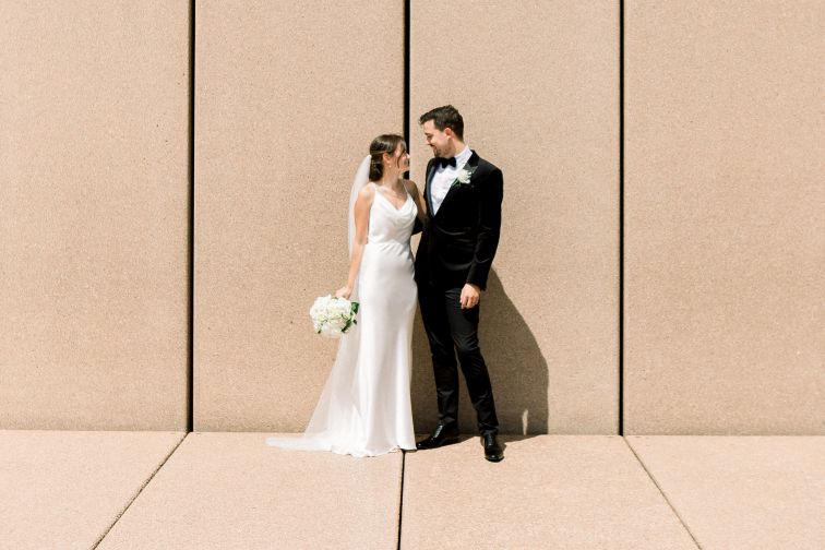 Bride and groom at Sydney Opera House.