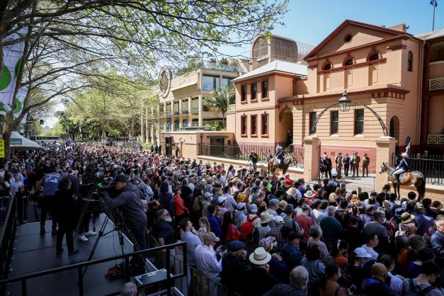 People gather to witness the NSW proclamation of King Charles III