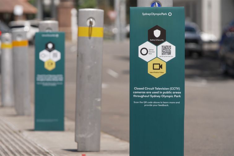 Two DTPR signs are displayed in Sydney Olympic Park