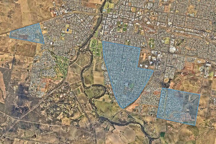 Overlay of area over map of Dubbo - potential precinct option