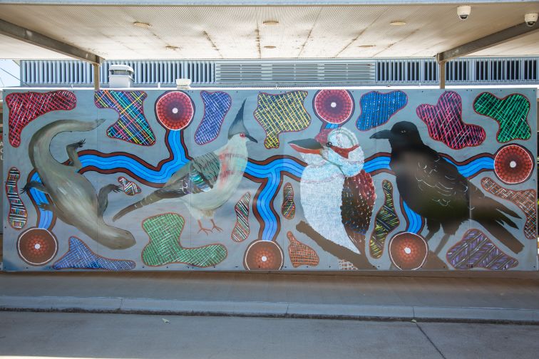 Aboriginal mural wall at Nyngan hospital