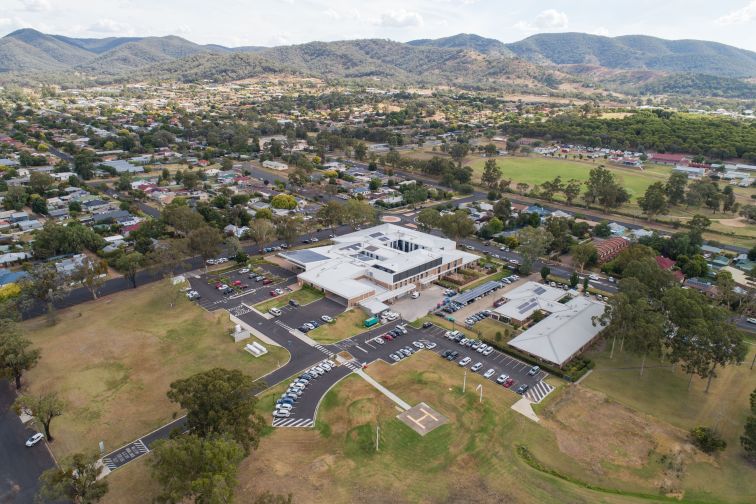arial view of Mudgee Health Service and surrounding landscape