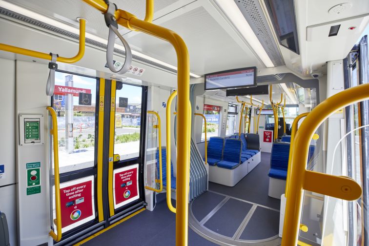 A shot inside one of the Urbos 3 vehicles - showcasing its carriage entranceway.