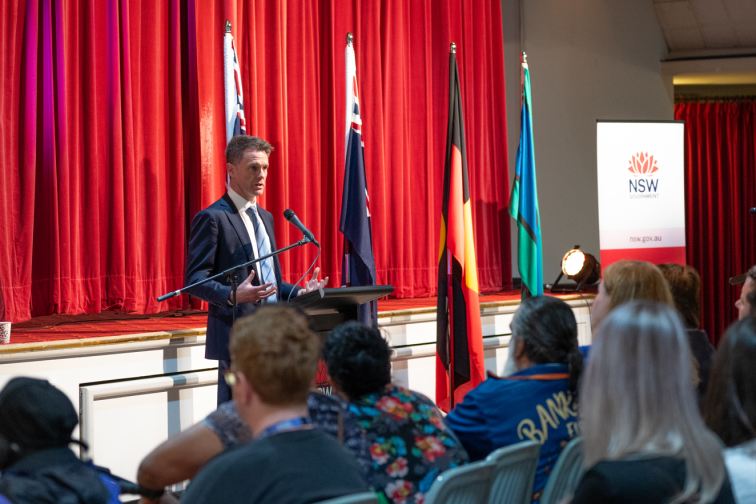 NSW Premier Chris Minns speaking at Community Cabinet in East Hills.