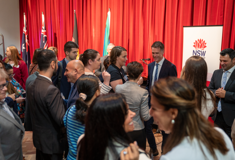 NSW Premier Chris Minns speaks with members of the public at Community Cabinet in East Hills.