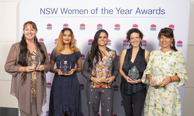 NSW Women of the year Awards 2024 recipients at media wall