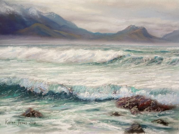Pastel seascape by Karen James, Bathurst