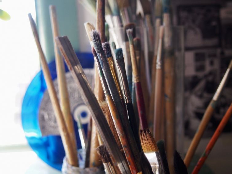 collected paint brushes