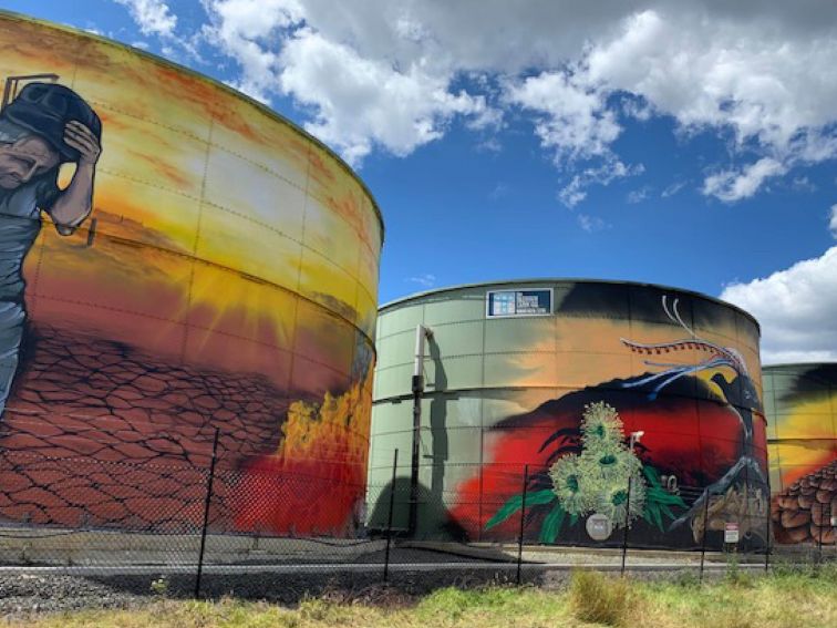 Tank Murals seen from Hume Highway
