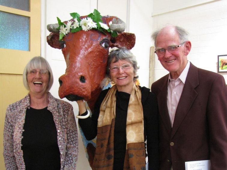 Daisy with book author, artist and real cow owner