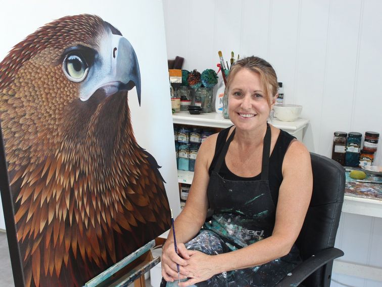 Nicole with Wedge-Tailed Eagle painting