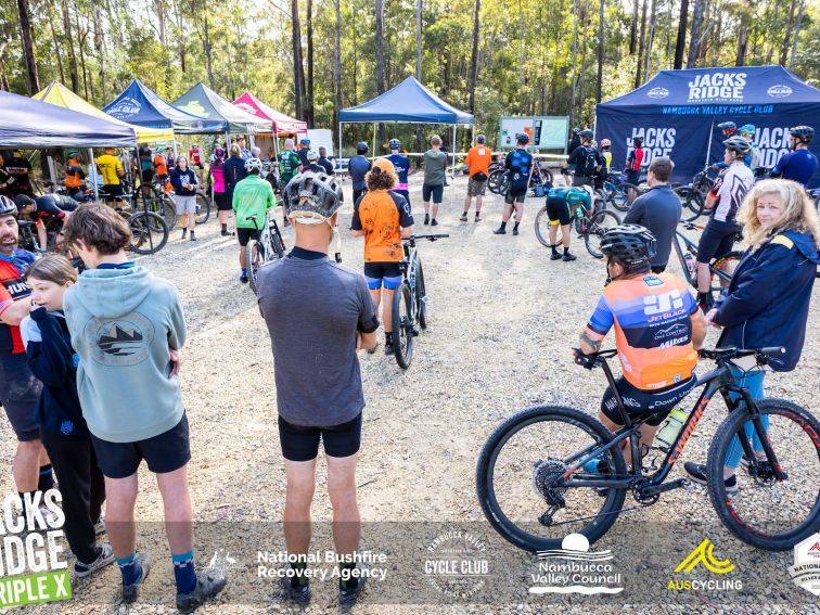 Mountain Bike Riders and support crews waiting for events at the XXX on 2 October 2022