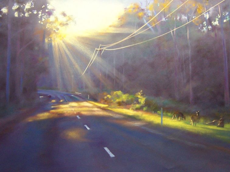 the Road from Durras Pastel on paper grace paleg