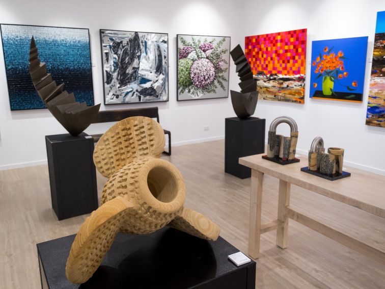 A curated collection of artworks including Paintings, Sculptures and Ceramics