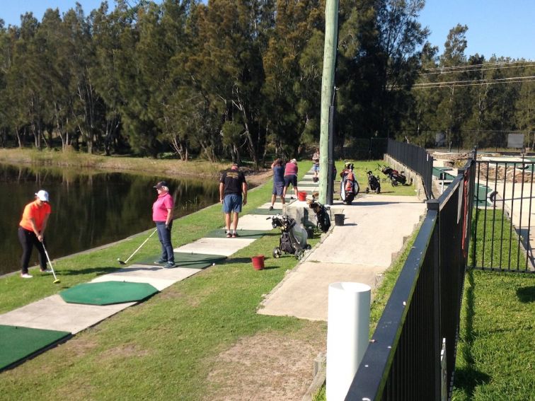 Our visiting PGA Professional conducting a clinic on our Aqua Driving Range