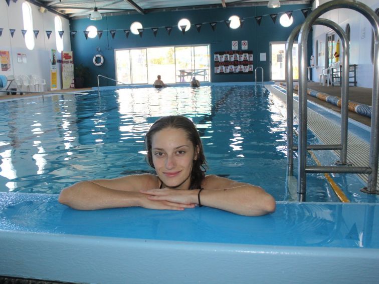 Relaxing after exercise at the indoor hydrotherapy pool