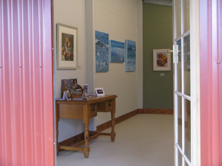 Opened Gallery door into Karen James Art Gallery, Bathurst.