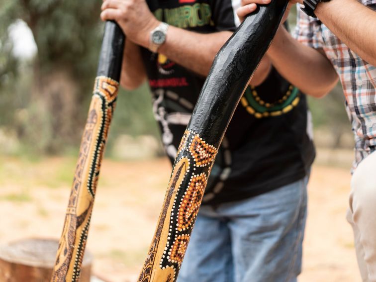 Beautifully crafted didgeridoos at Sandhills Artefacts