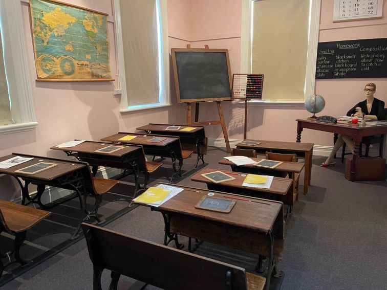A typical early Twentieth Century school room, including furnishings and related school items