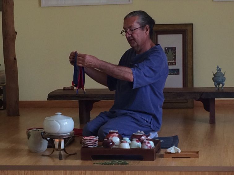 Tea Master Stephen Carroll performing a tea ceremony