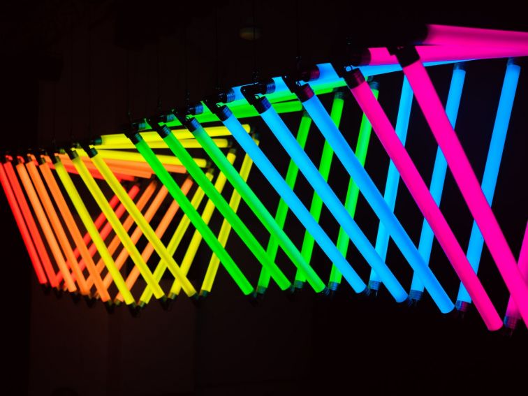 Light installation in the pride colours