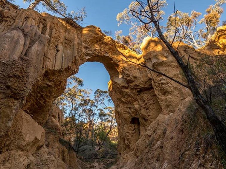 The Arch rock formation on Golden Gully walking track, Hill End Historic Site. Photo: John
