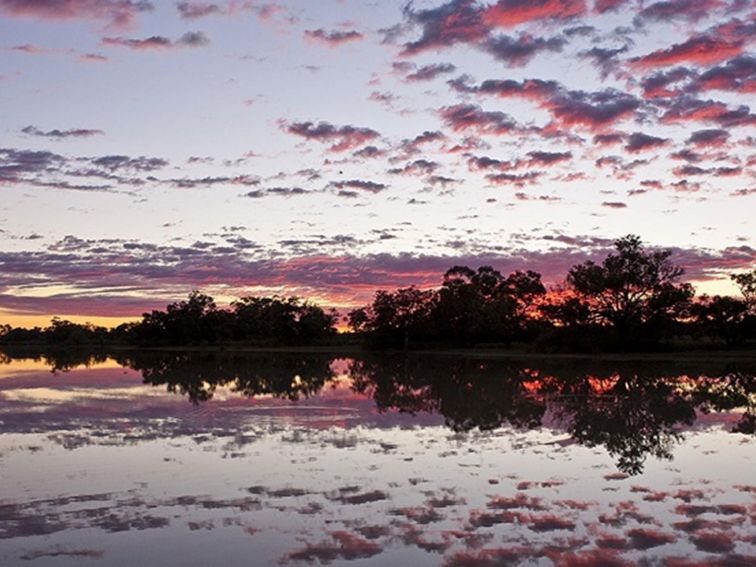 Photo of sunset over the Murray River, Toorale National Park. Photo: M Van Ewijk/OEH