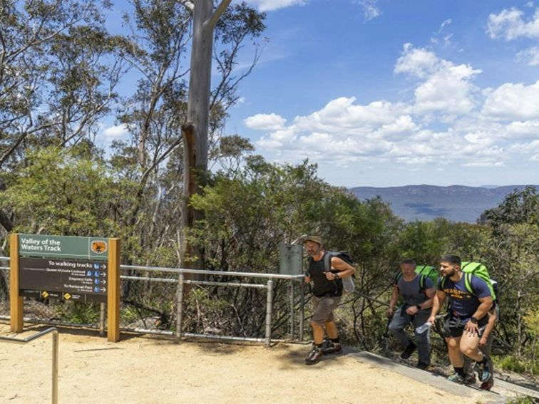 Walkers returning from Valley of the Waters track in Blue Mountains National Park. Photo: Simone