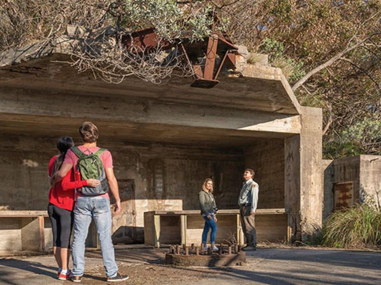 Visitors at the World War II gun emplacement at Fort Tomaree. Photo: J Spencer/OEH