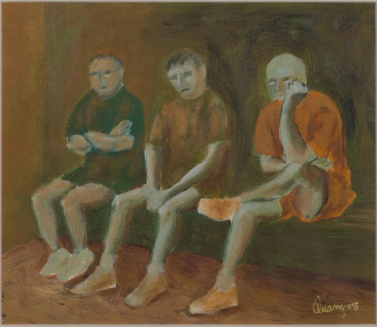three figures seated