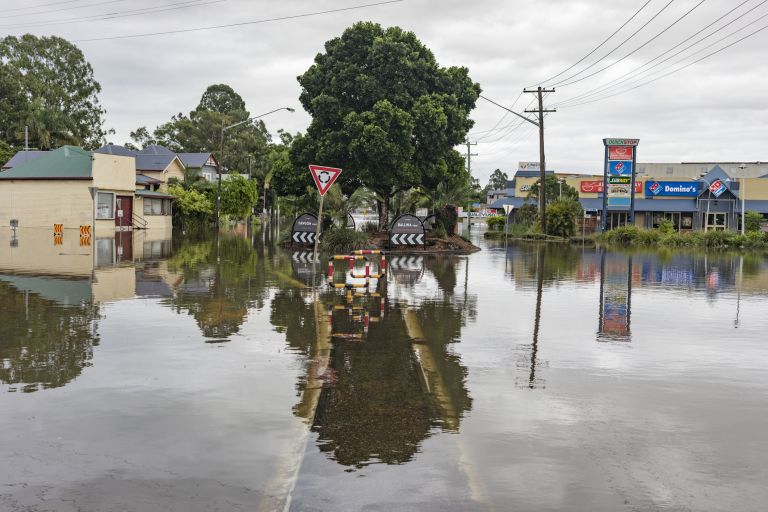 Flooded main street of Lismore