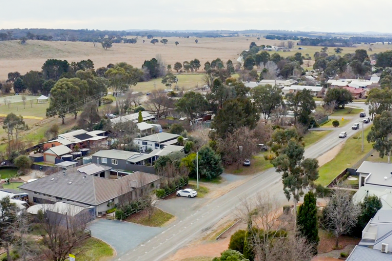 Aerial view of the regional NSW toen Wamboin