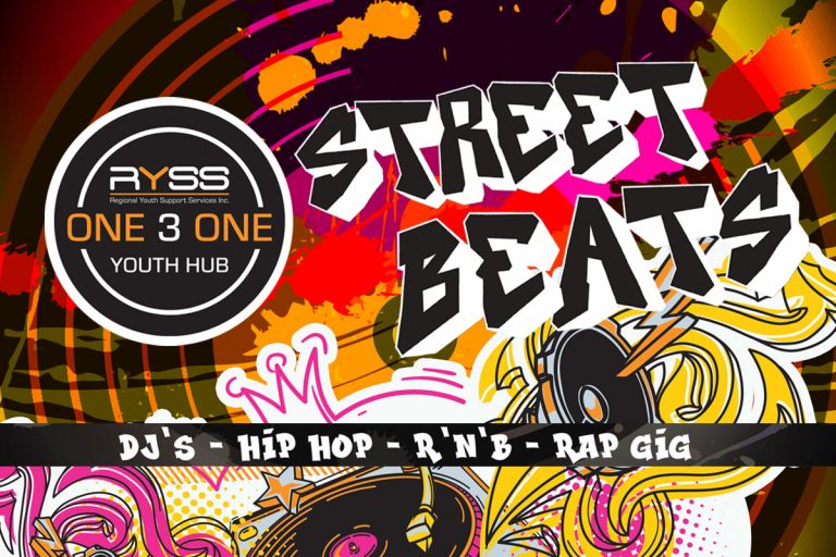 Image contains words Street Beats, DJ's, Hip hop, R'N'B Rap Gig