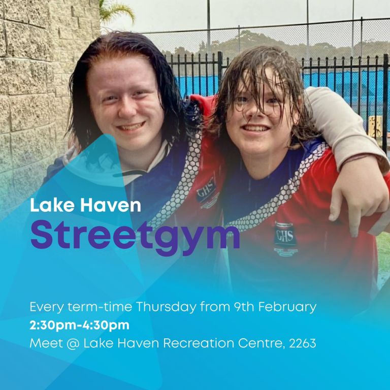 Two young men in school uniforms Words Lake Haven Streetgym 