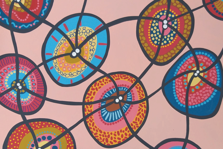 Aboriginal artwork of connected circles
