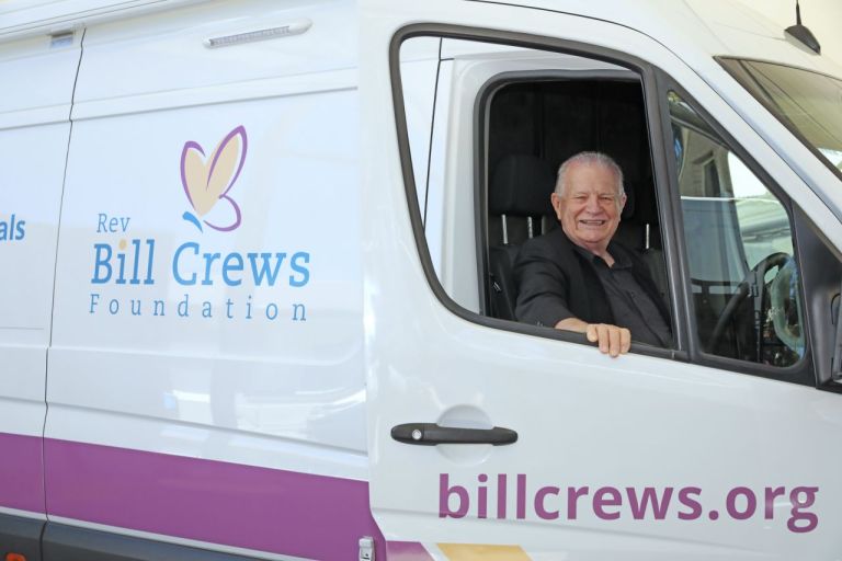 rev bill crews in his van