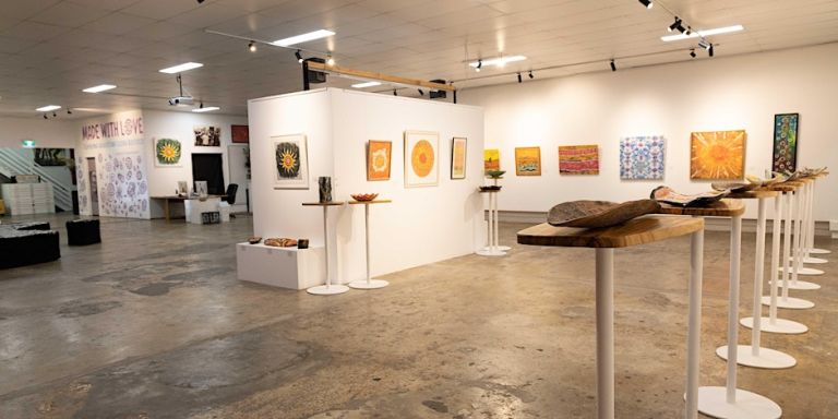 Art studio displaying various art forms of aboriginal art.