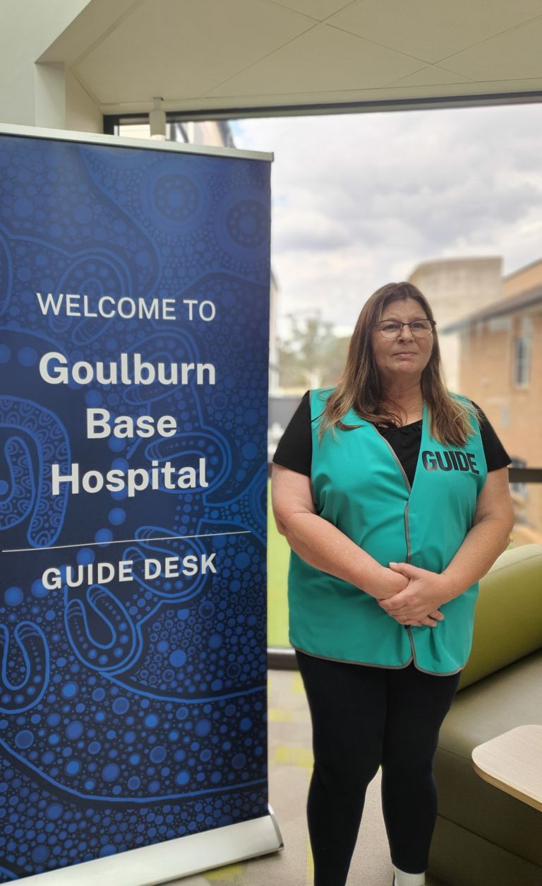 female health worker pictured outside Goulburn Base Hospital