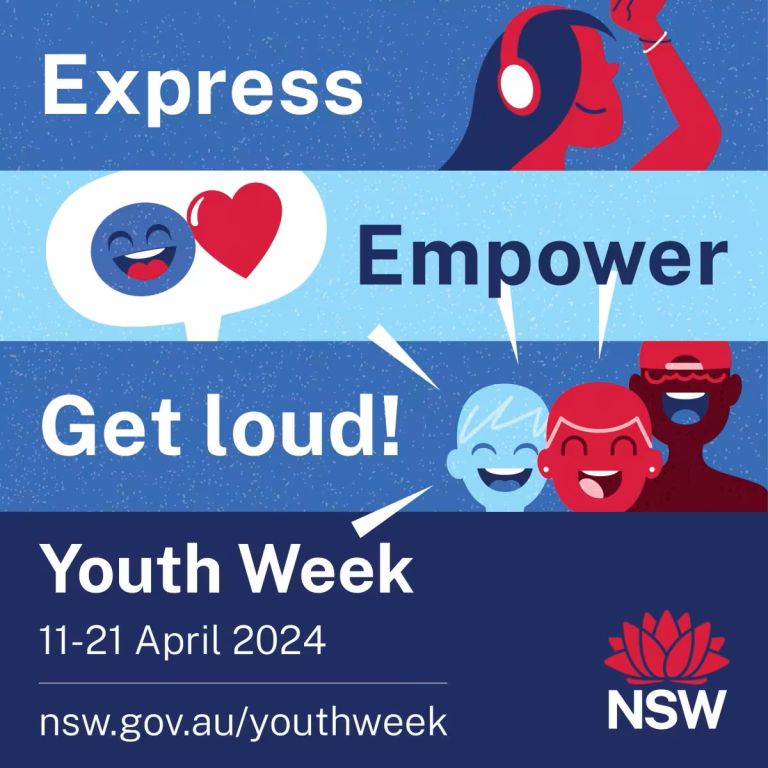 Youth week social tile express empower get loud