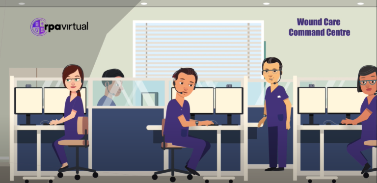 Animation of doctors sitting in a wound care setting