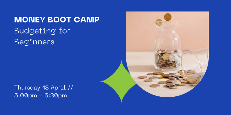 Money Boot Camp written in white on blue background