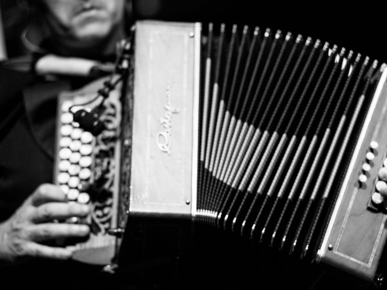 A man plays the button accordion