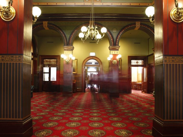 The entrance to the historic NSW Parliament Legislative Assembly foyer
