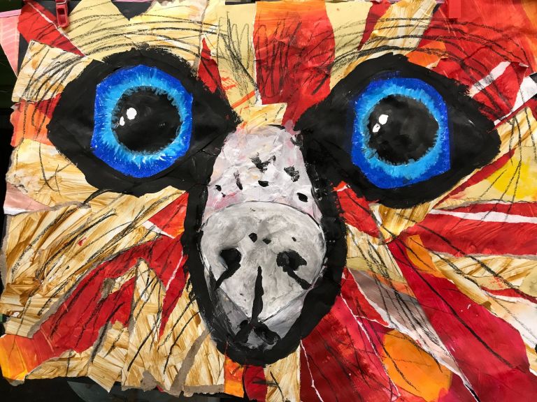 The children participated in an animal face collage.