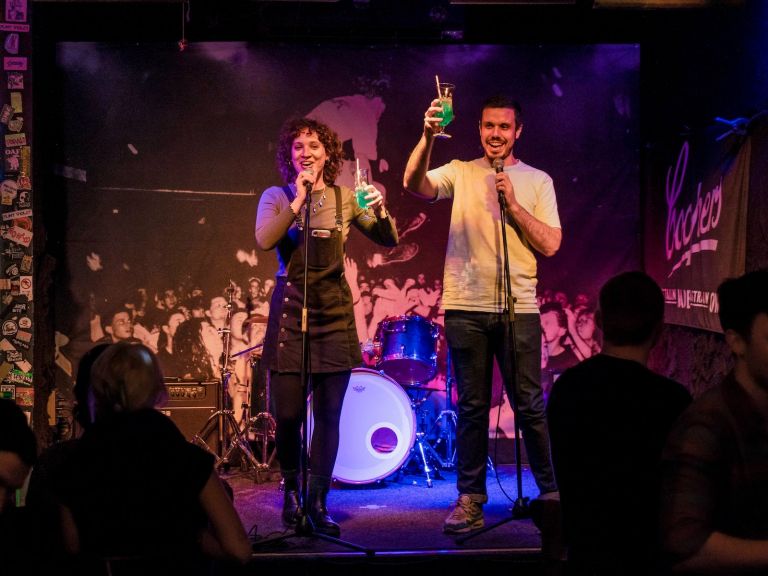 Hosts - Bea and Ryan at Rat Klub Comedy